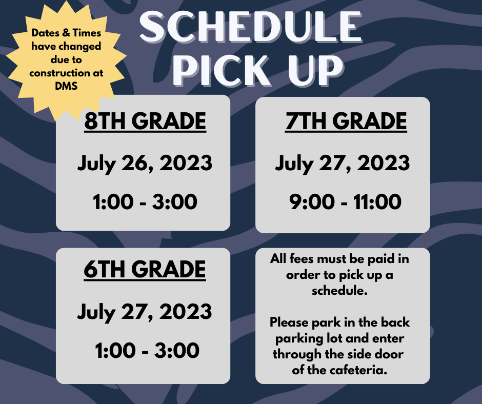 Schedule Pick Up Dates Times Demopolis Middle School