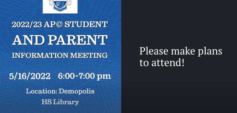 AP Student and Parent Information Meeting Info
